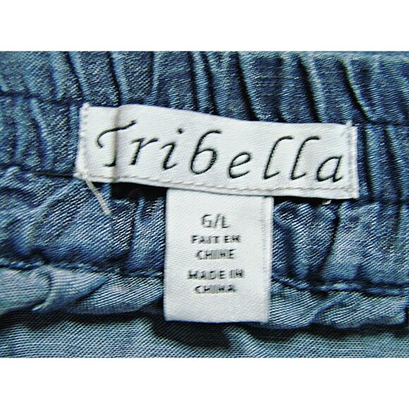 NEW Tribella Womens Skirt Sz Large Harborside Indigo Blue Elastic Waist Pockets - Picture 3 of 10